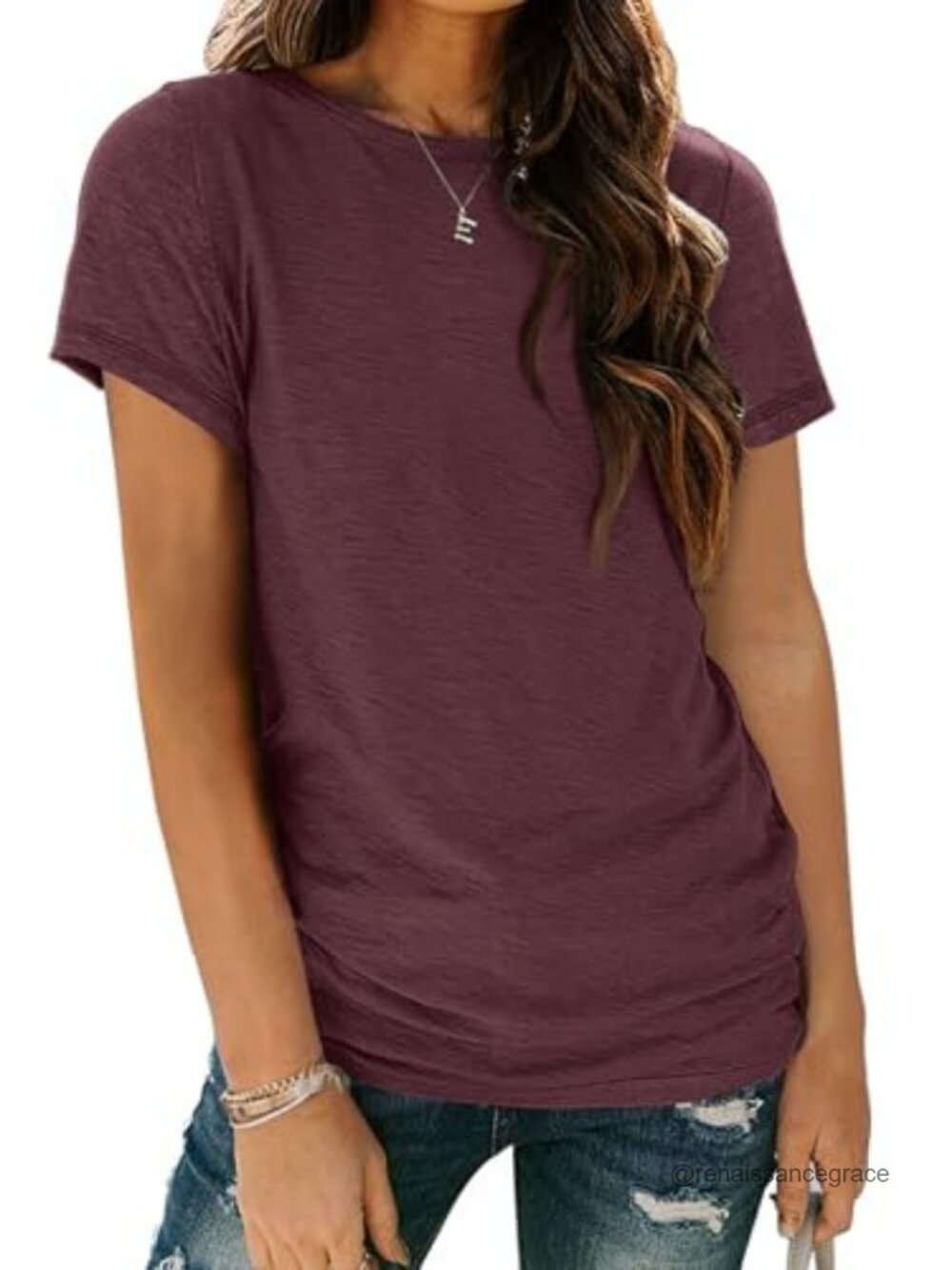 Women's Short Sleeve Crewneck T-Shirt Polyester Rayon Spandex Stretch Casual Top
